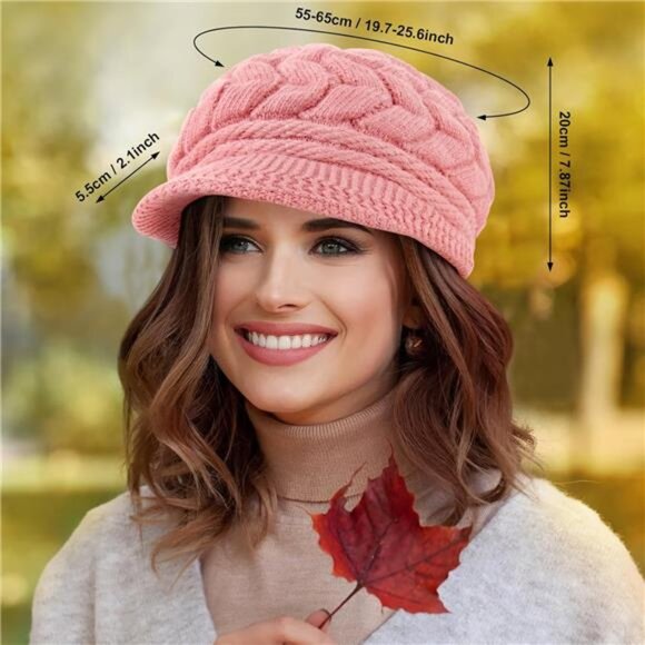 Women's Winter Beanie Hat Thick Warm Knitted Chunky Soft Slouchy Cap - Picture 4 of 4